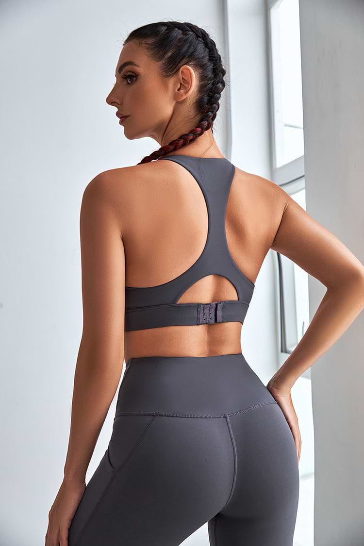 Brassière de sport cache-cœur gris