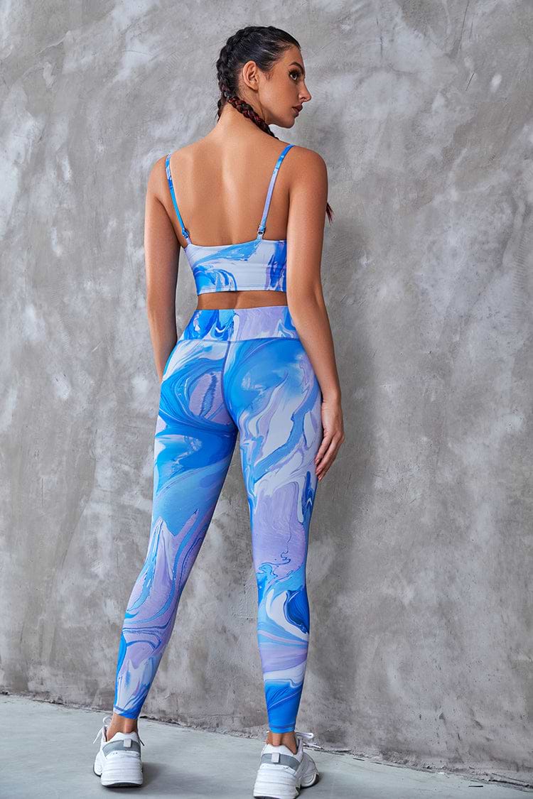 Spring Fling U-neck Marble Ruched Sports Bra