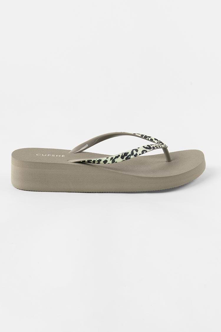 Baker Beach Khaki Animal Prints Flip Flops