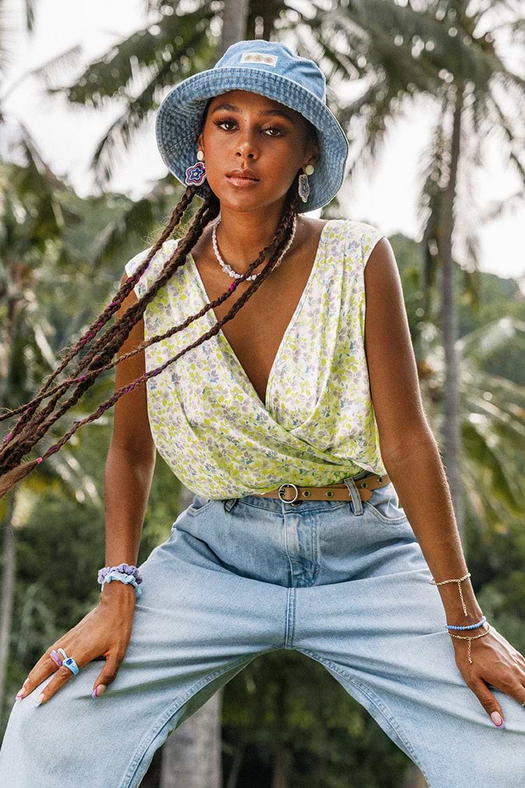 Summer Glow Up Yellow Ditsy Bodysuit