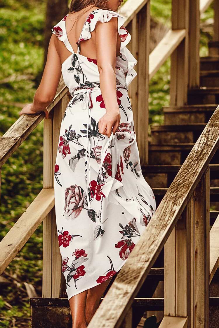 Vestido con Volantes Estampado Floral