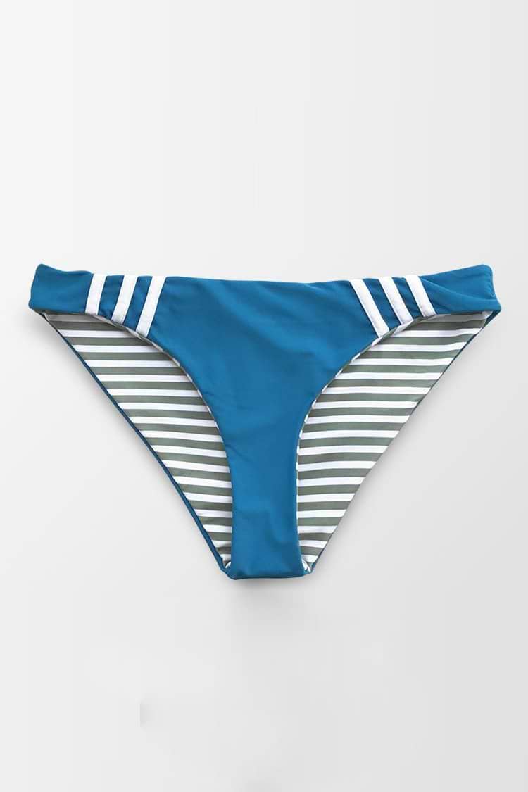 Bottom de Bikini Reversible Azul & Rayas