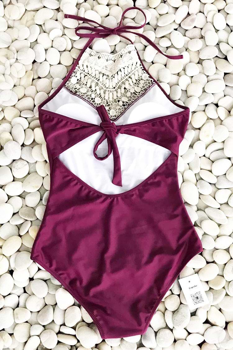Bañador Halter Vino Roto