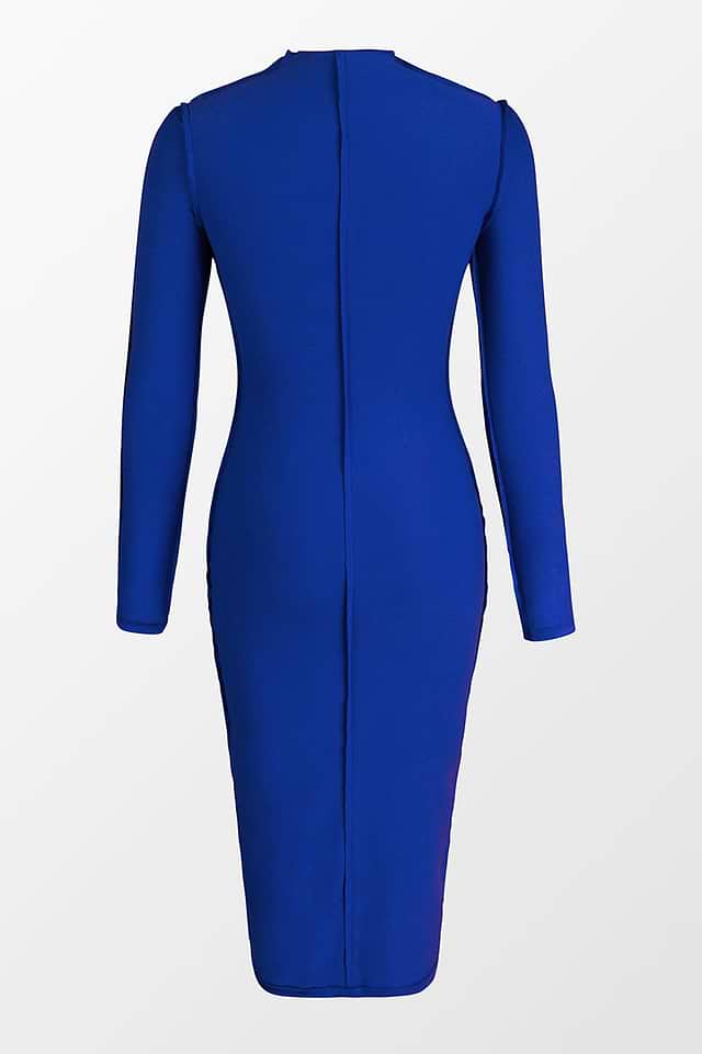 CUPSHE Women's Maxi Bodycon Dress High Neck Long Sleeve Royal Blue CUPSHE Women's Maxi Bodycon Dress High Neck Long Sleeve Royal Blue