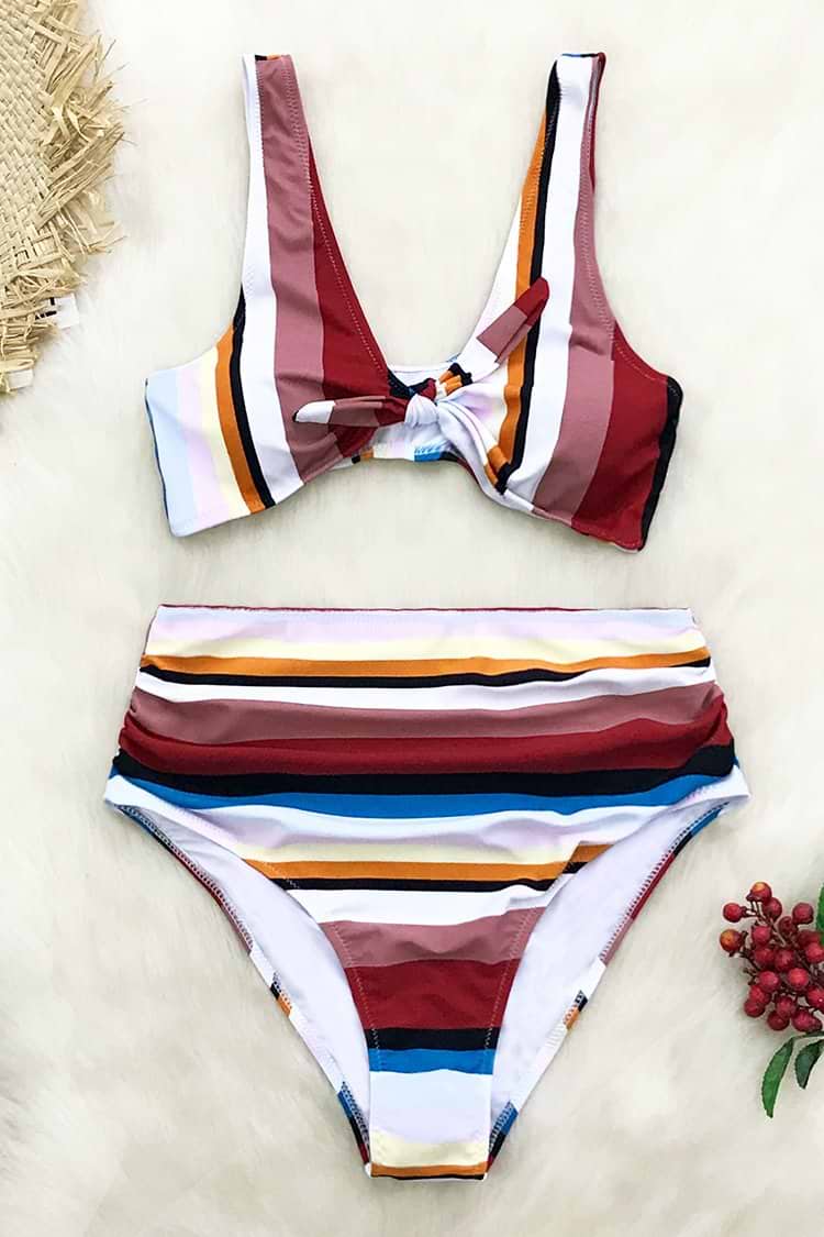 Bikini Cintura-Alta Colorido Rayas