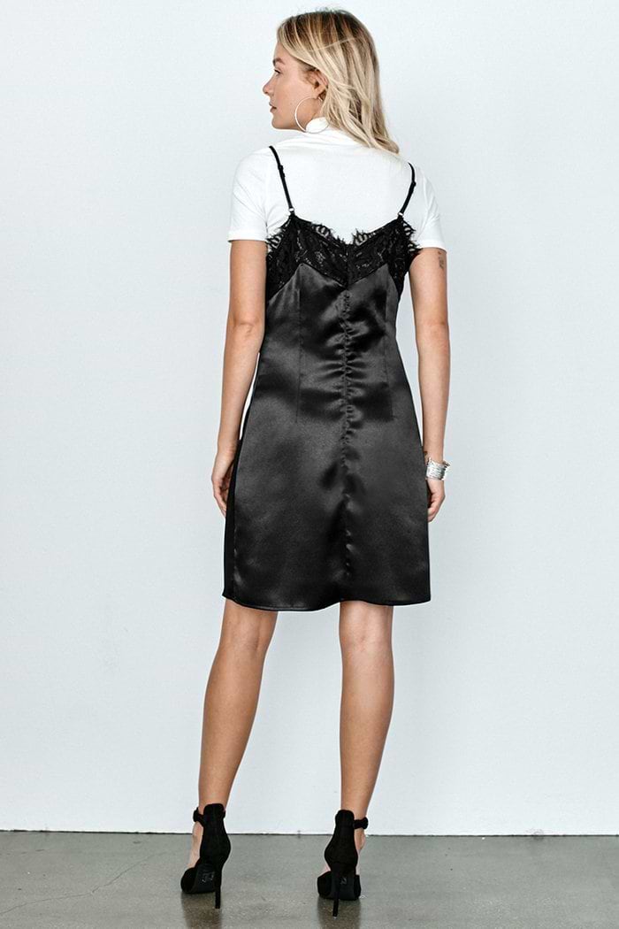 Vestido de encaje negro antideslizante