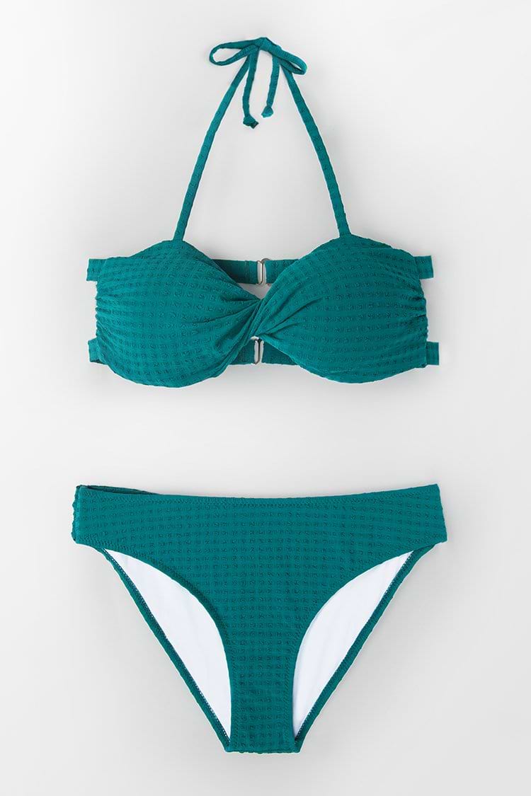 Bikini Bandeau Torcido Verde Azulado