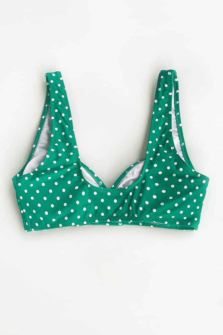 Top de Bikini Cintura-Alta Lunares Verde & Amarillo