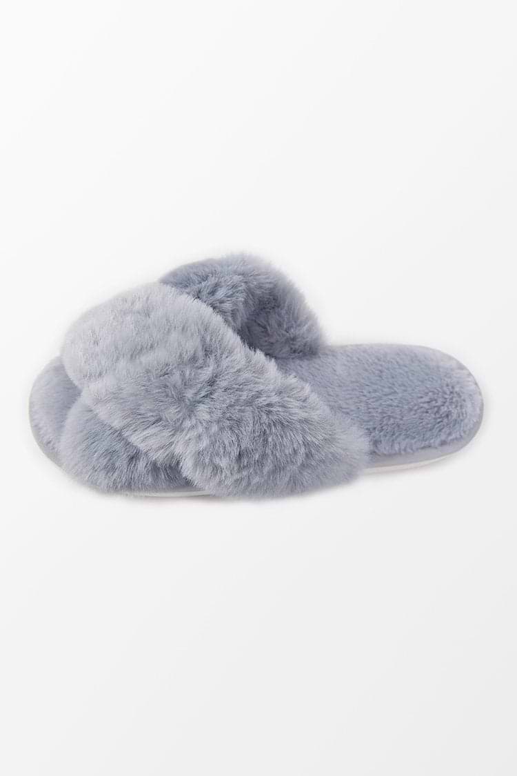 Pantuflas de esponjosas con tiras cruzadas grises Karter