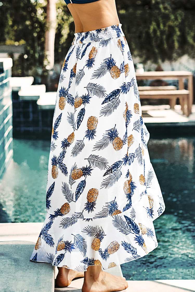 Falda Maxi Estampada Hoja Y Piña