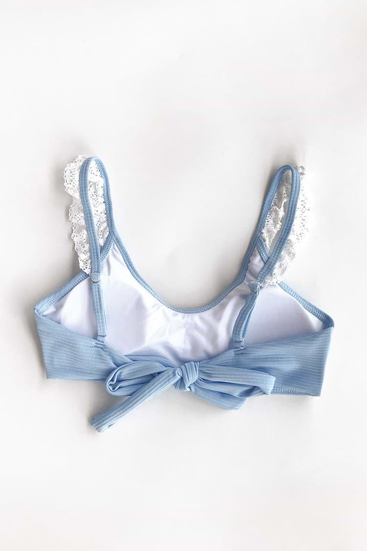 Top de Bikini Encaje Azul Morandi