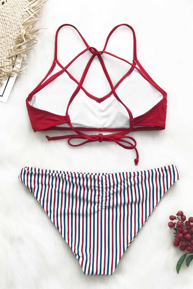 Bikini Rayas Rojas & Blancas & Azules