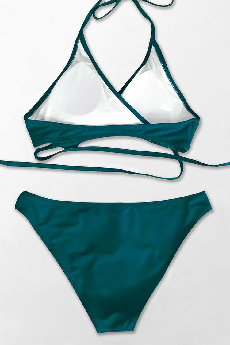 Bikini Con Volantes Verde Azulado