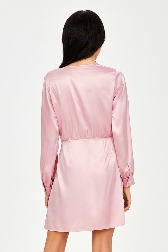 Vestido de urdimbre con botones rosa