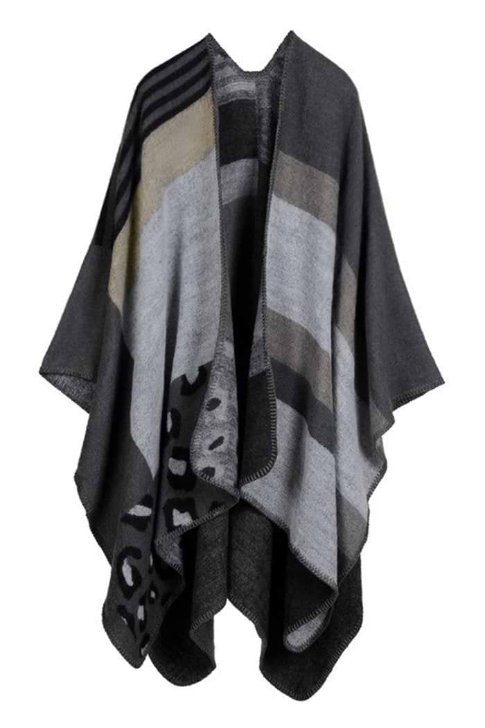 Cárdigan abierto estampado floral gris