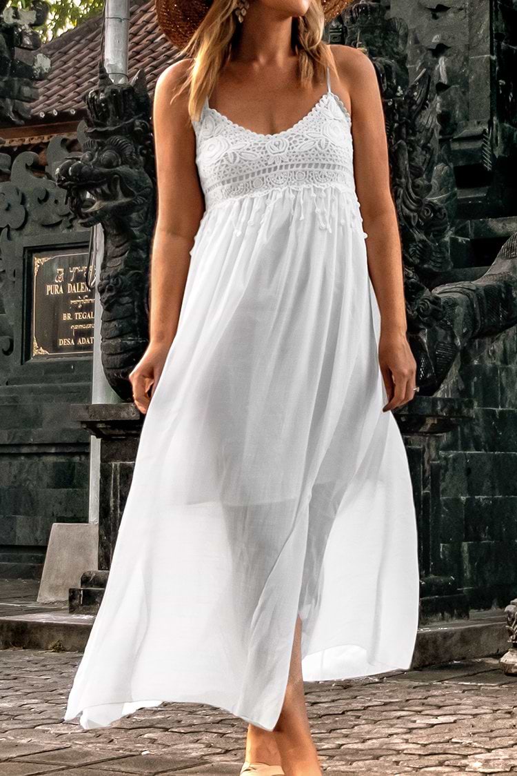 Vestido midi blanco ventoso