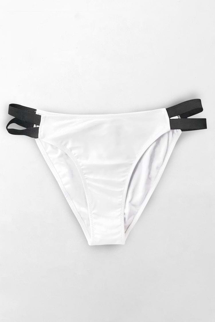 Bottom de Bikini Blanco Alto-escote Tirantes Halter