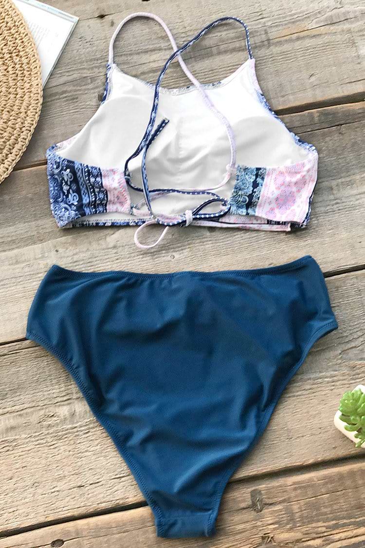 Bikini Fruncido Estampado Bohemio