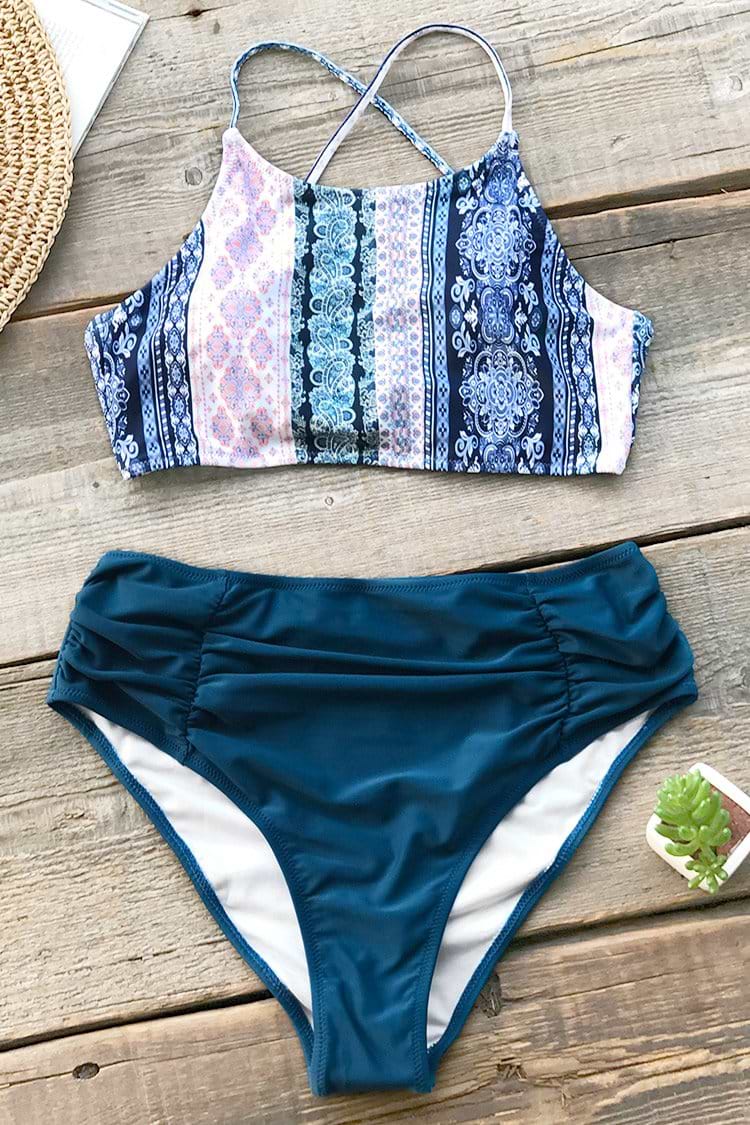 Bikini Fruncido Estampado Bohemio