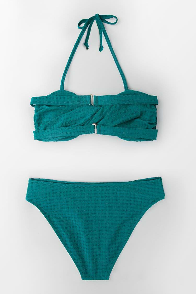 Bikini Bandeau Torcido Verde Azulado