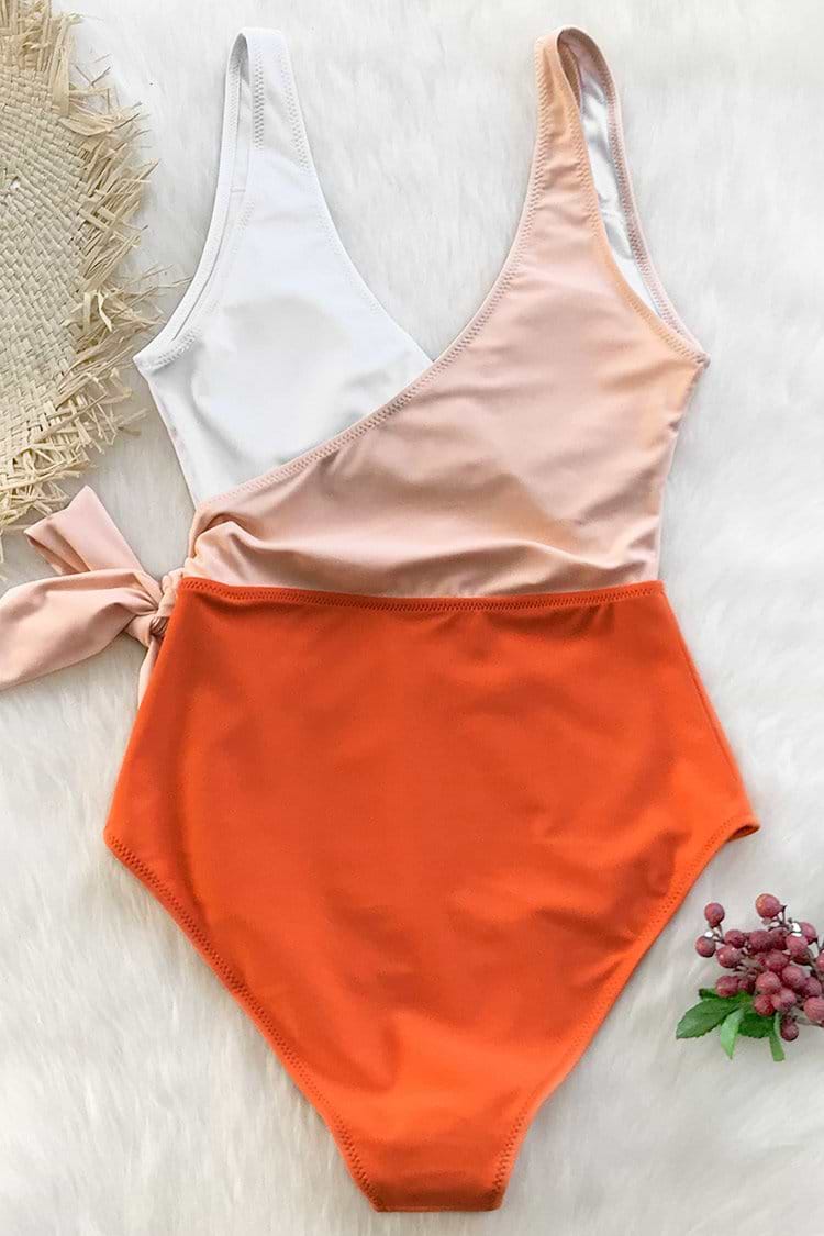 Bañador Con Lazo Naranja & Blanco