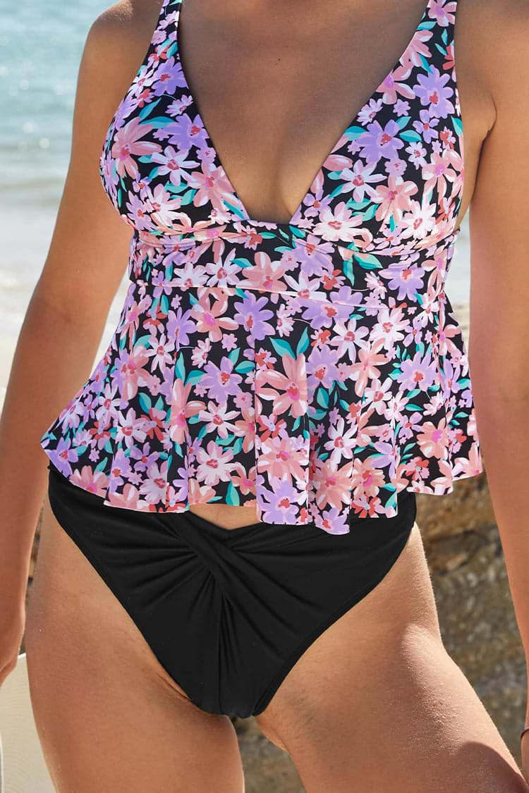 Paluma Falls V Neck Overlap High Waist Bikini Set