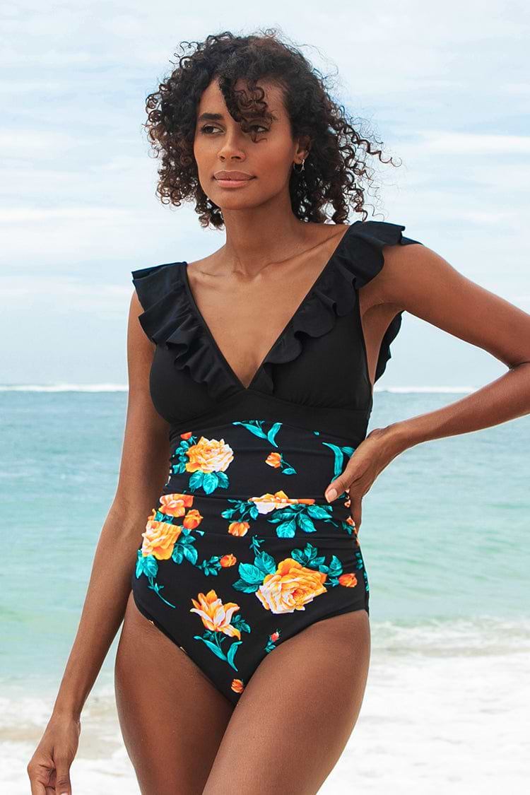 Summer Seaside Ruffled One Piece Swimsuit