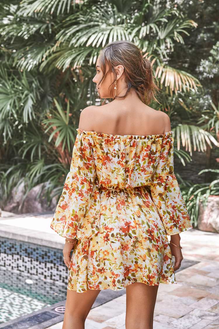 Vestido en forma de A Cintura elástica Flecos