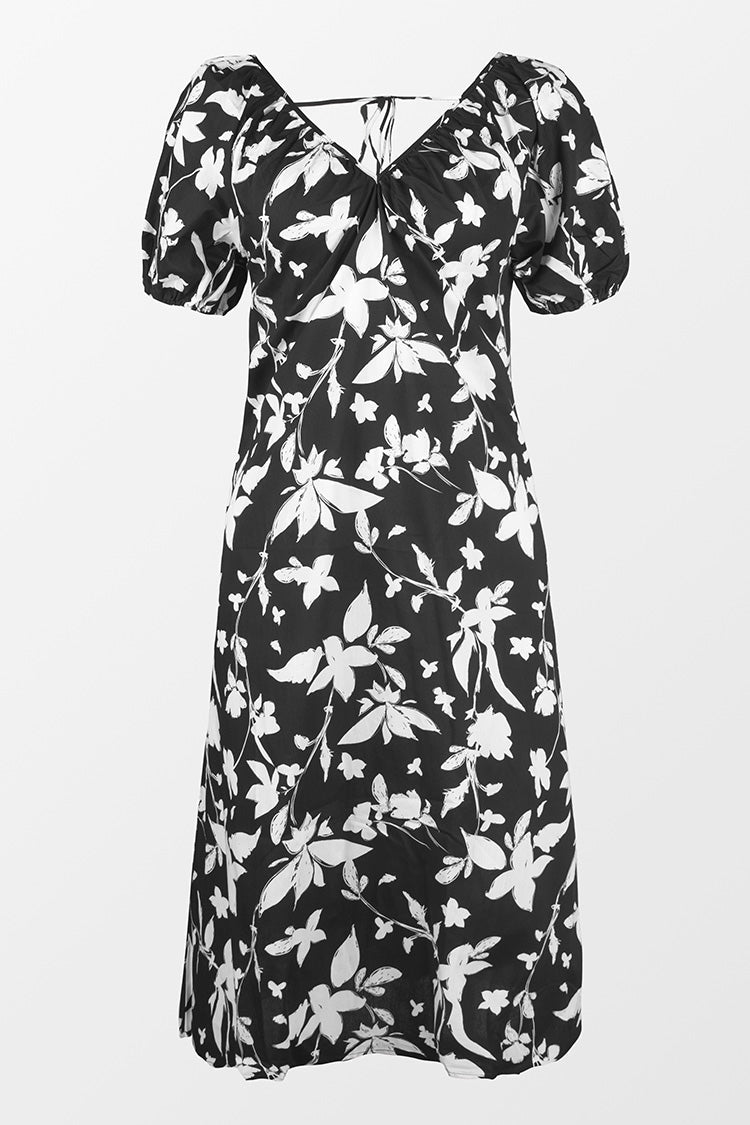 Vestido en forma de A Mangas abullonadas