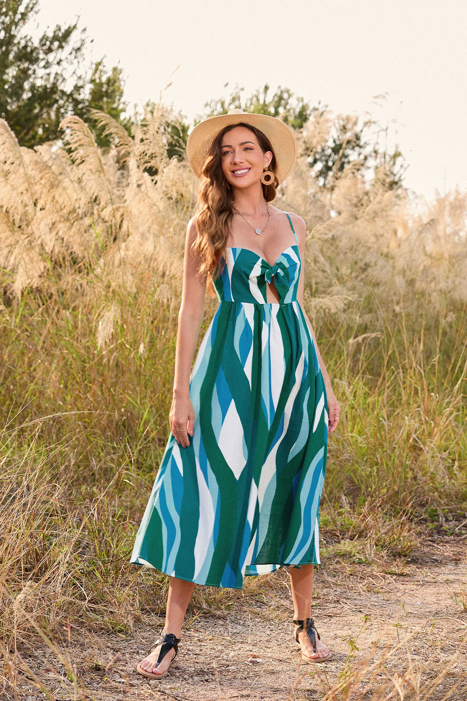 Vestido deslizado con nudo de conejito