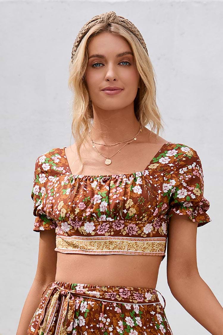 Cover-Up-Oberteil mit Ditsy-Print