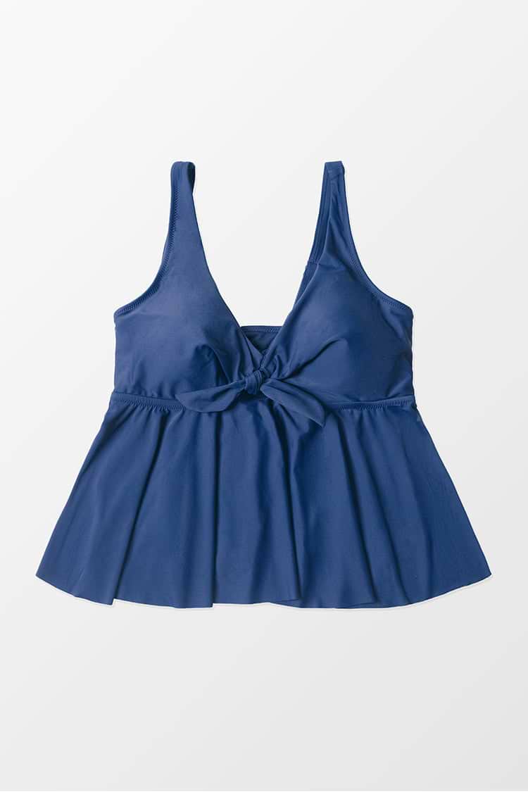 Top bikini con lazo de conejito y volantes Talla grande