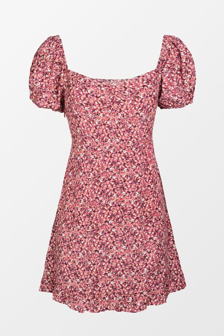 Vestido ditsy rojo Mangas abullonadas