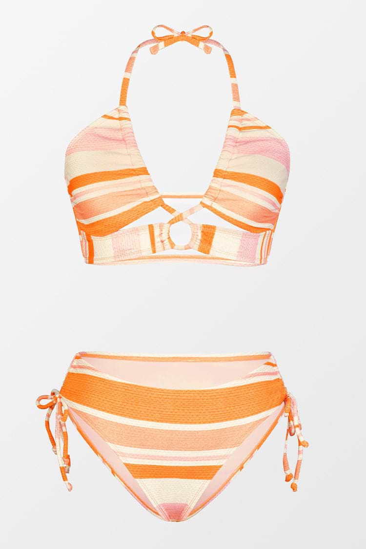 Conjunto de bikini Bralette tunelizado a rayas Hipster