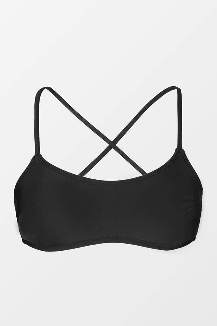 Bikini top Bralette negro con tirantes cruzados en la espalda