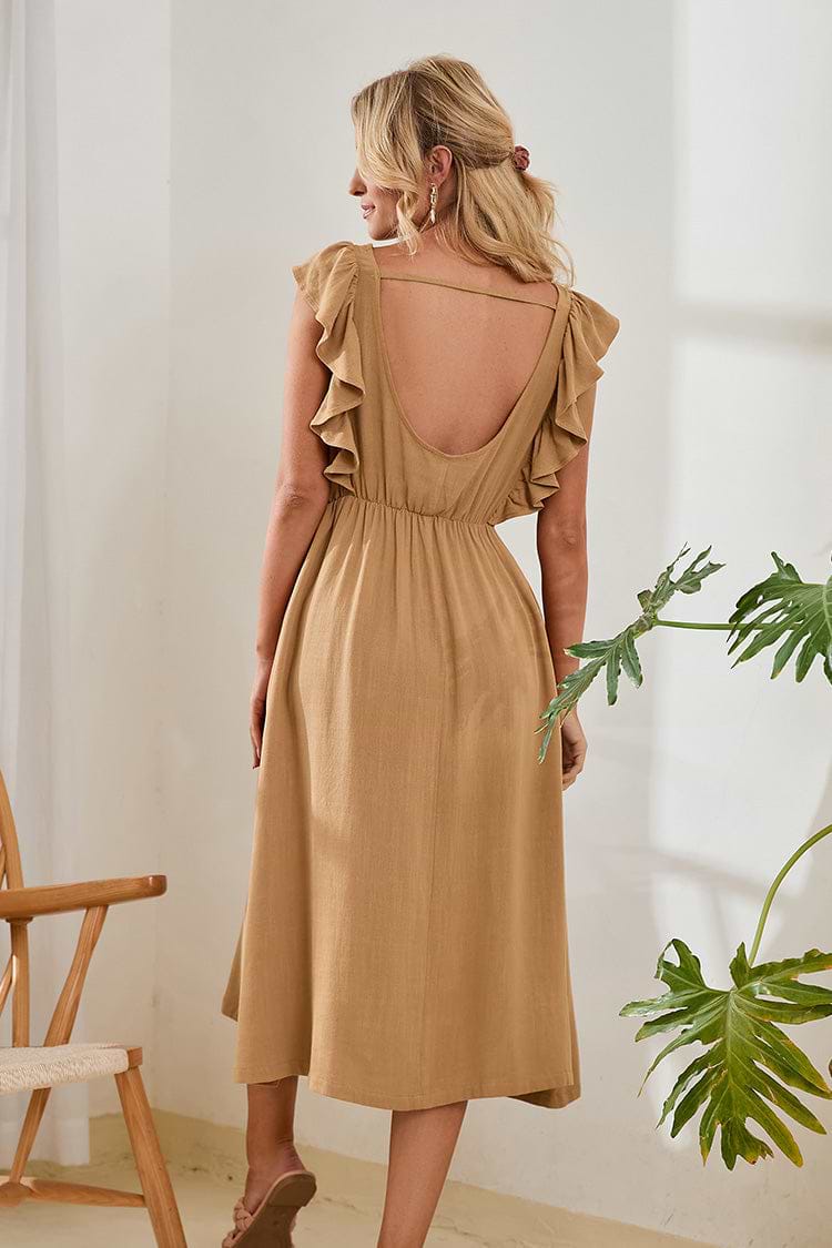 Vestido Escote redondo Cintura ajustada Volantes