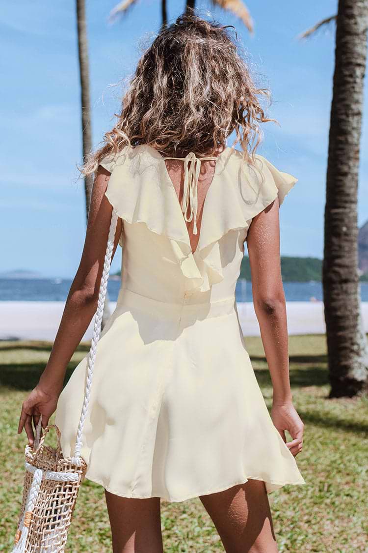 Mini Vestido Escote V Volantes