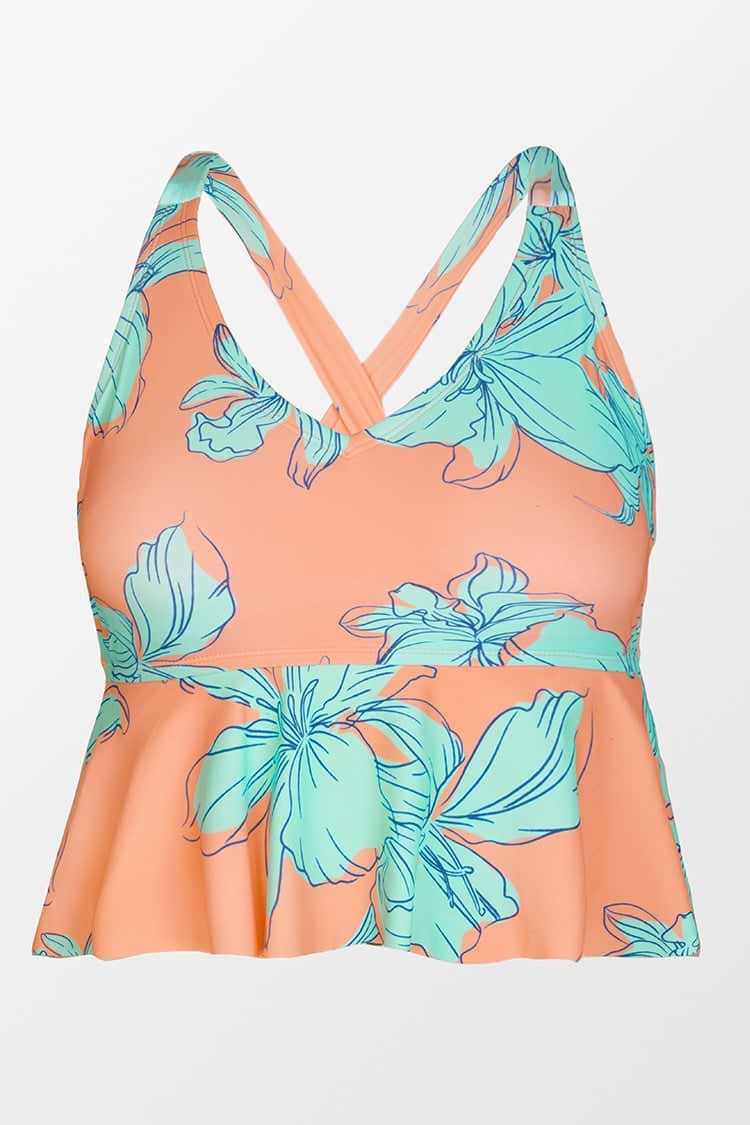Top Tankini de Talla Grande con Péplum Recortado