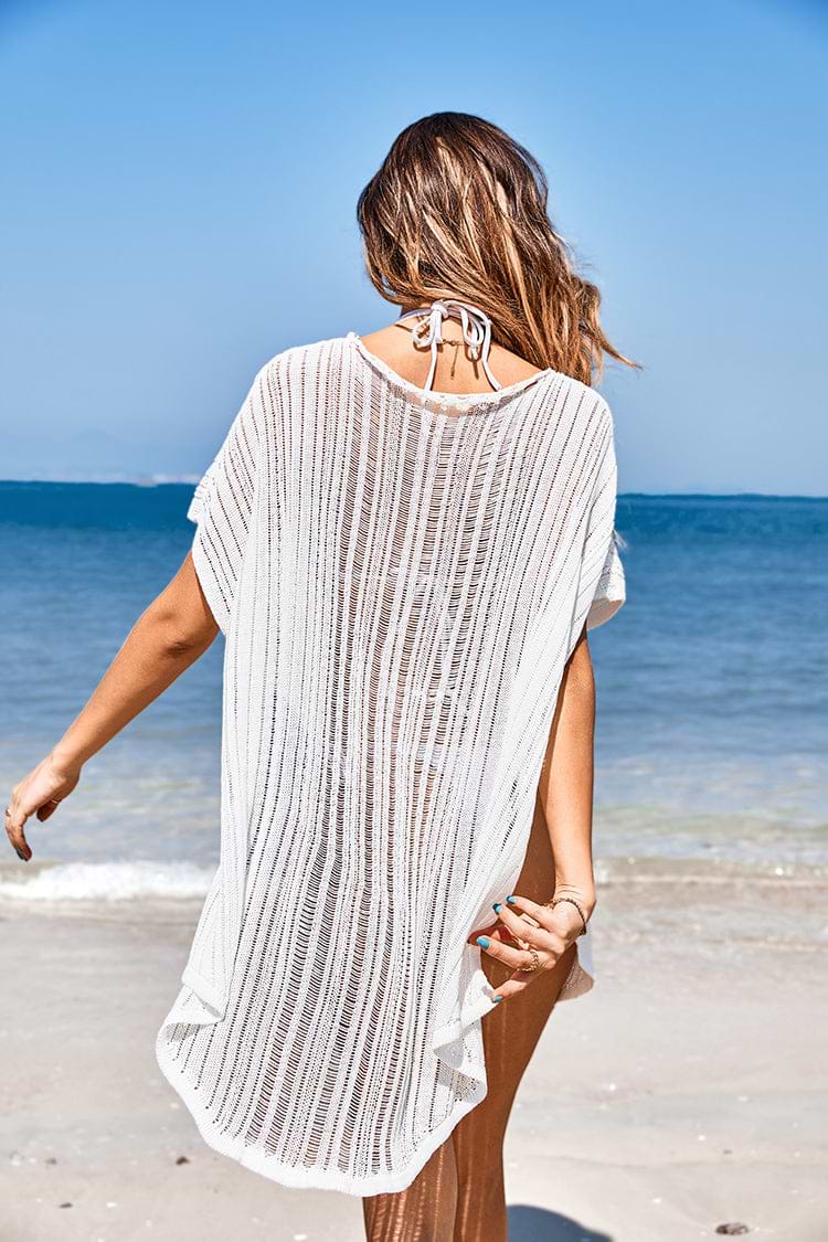 Cover up au crochet à col en V