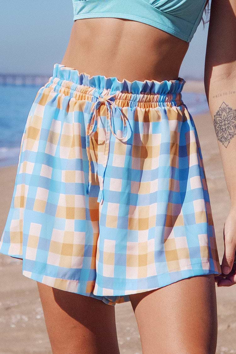 Pantalones cortos gingham Cintura elástica