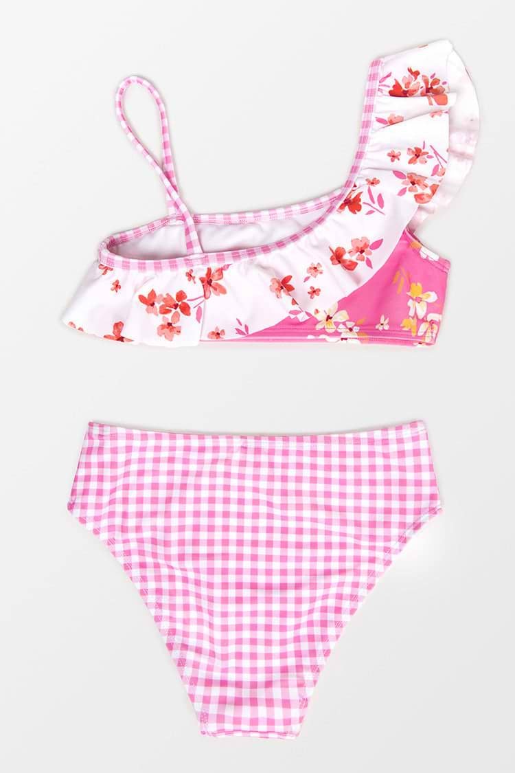 Conjunto de Bikini con un hombro y volantes Hipster para chicas