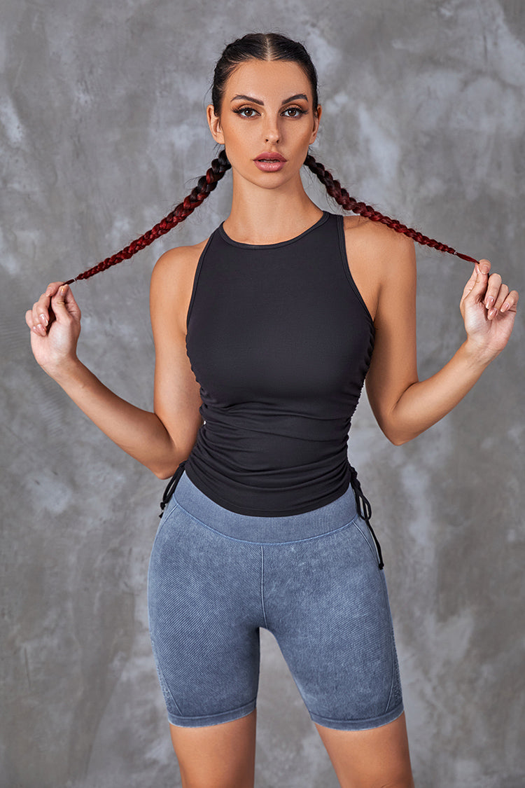 Camiseta negra Escote redondo Sin mangas