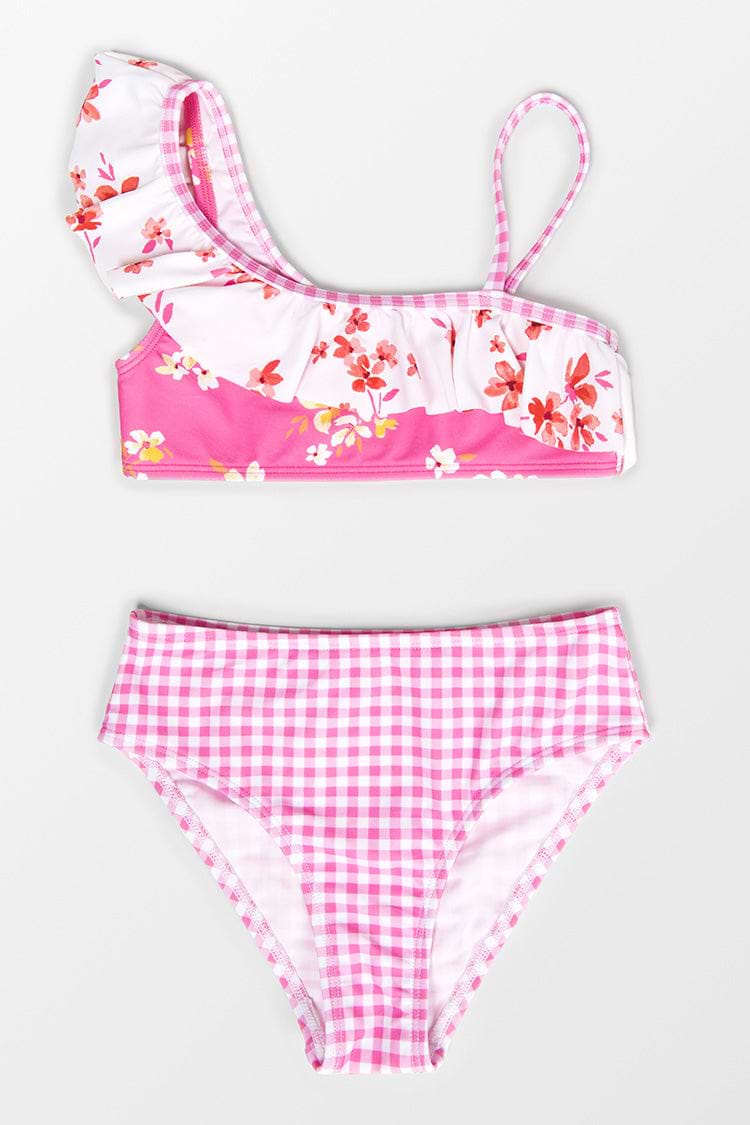 Conjunto de Bikini con un hombro y volantes Hipster para chicas