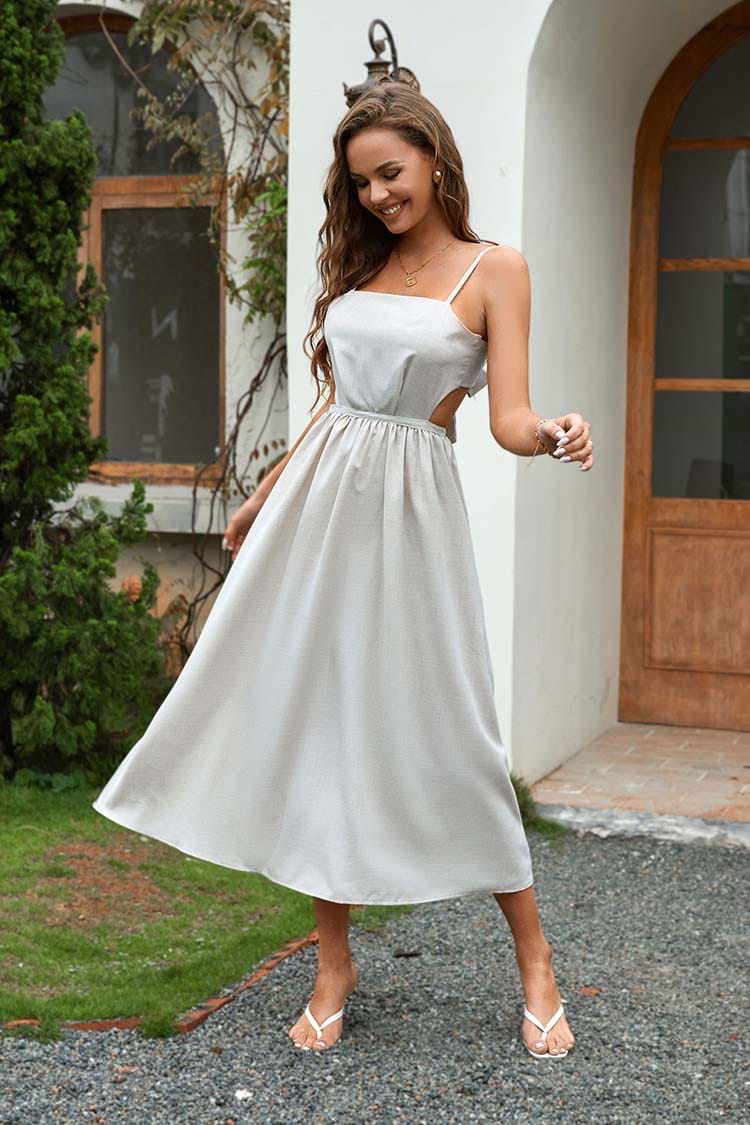 Constance Vestido en forma de A Espalda abierta Escote cuadrado Tirantes finos