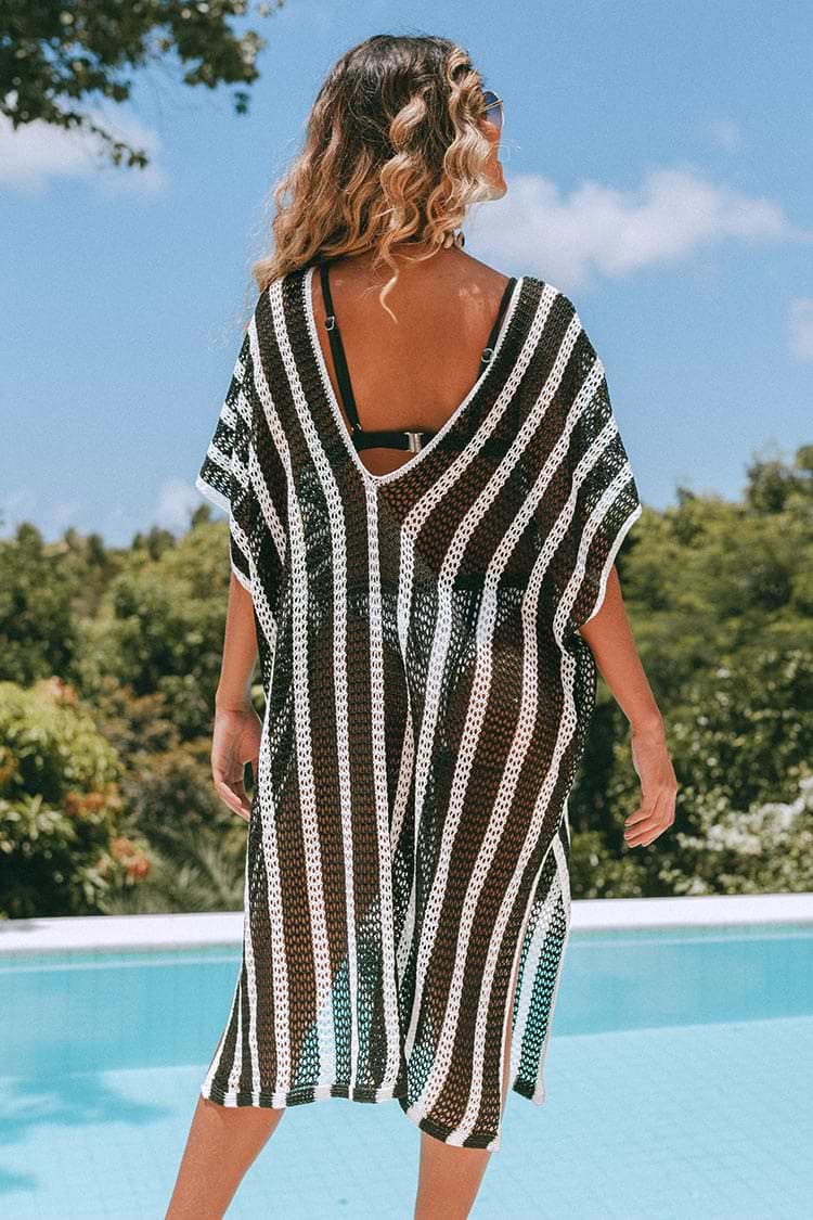 Cover Up dividido a rayas Escote V