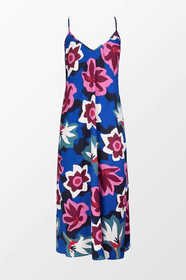 Vestido floral deslizado Escote V Espalda abierta