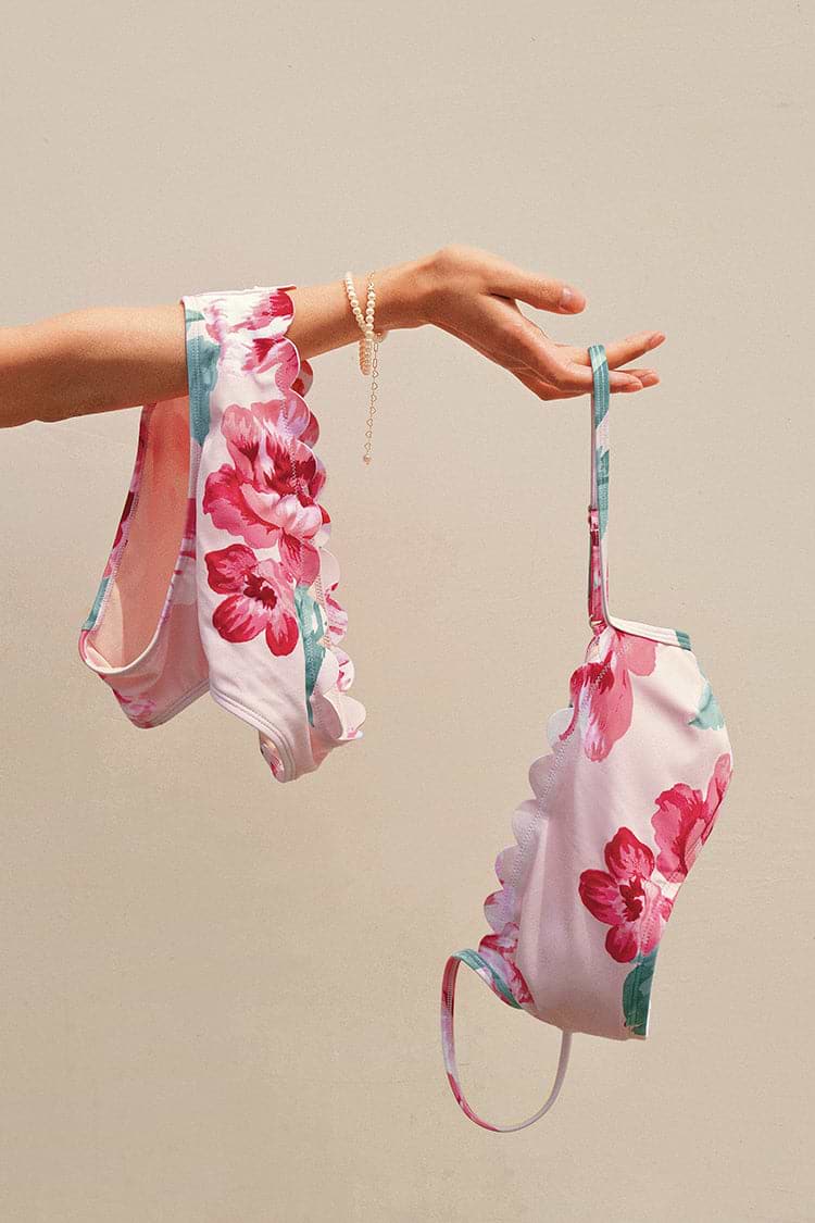 Conjunto de bikini Bralette festoneado Hipster