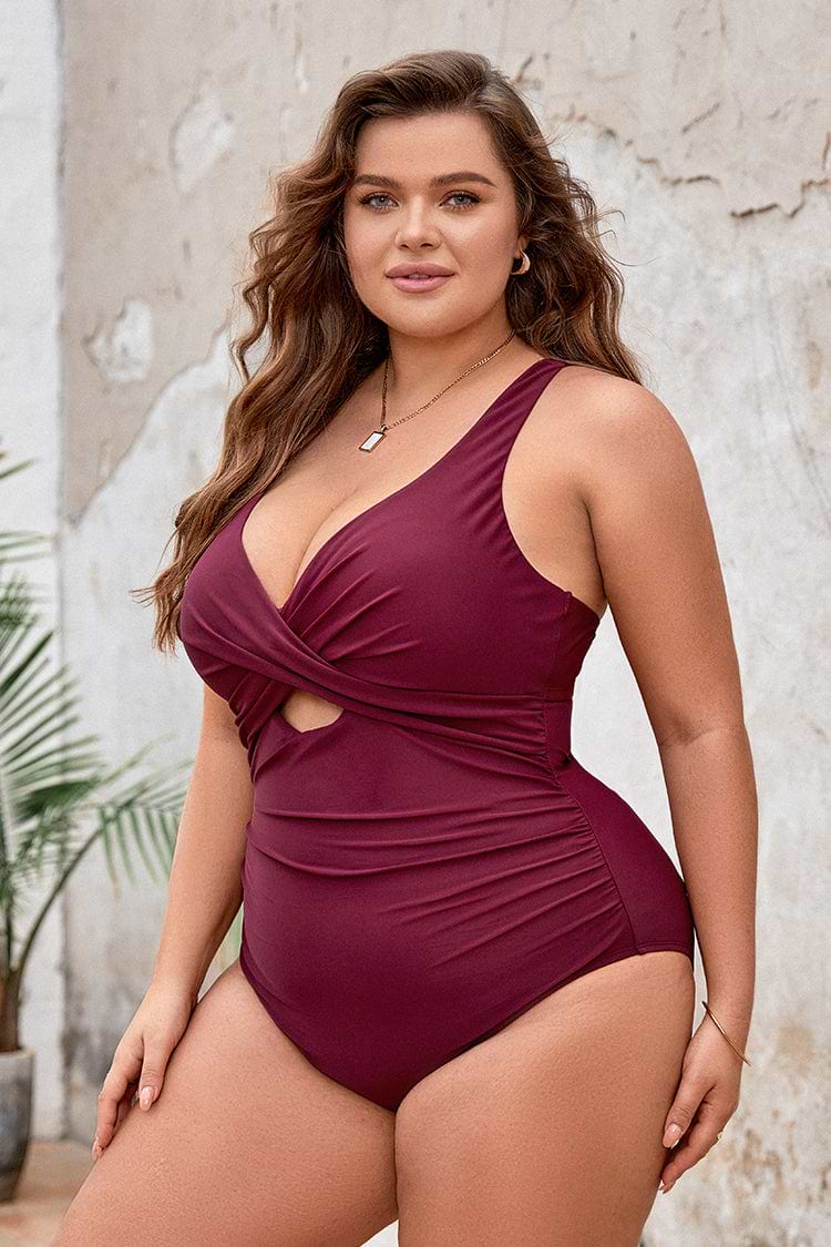 Keep It Cool Molded Twist Front Tummy Control Plus Size One Piece
