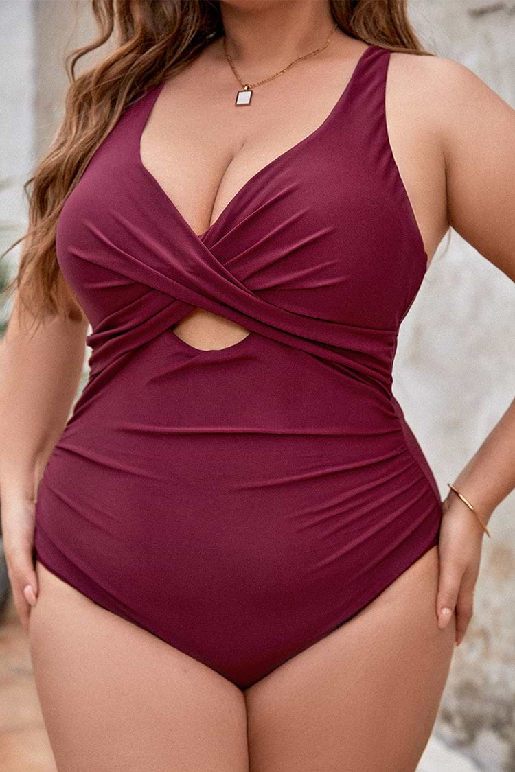 Keep It Cool Molded Twist Front Tummy Control Plus Size One Piece