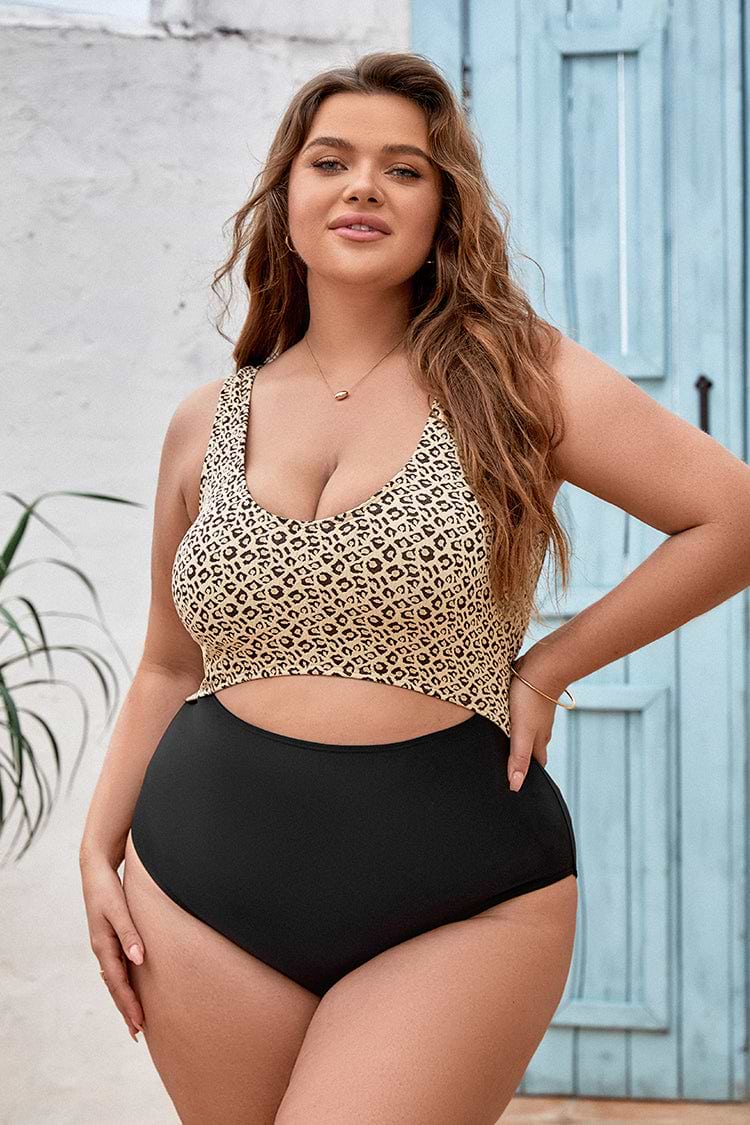 Keep It Cool Cutout Scoop Neck Tummy Control Plus Size One Piece